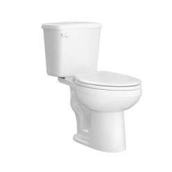 PROFLO Greenlee 0.8 GPF Two Piece Round Chair Height Toilet with Left Hand Lever - Less Seat, ADA Compliant